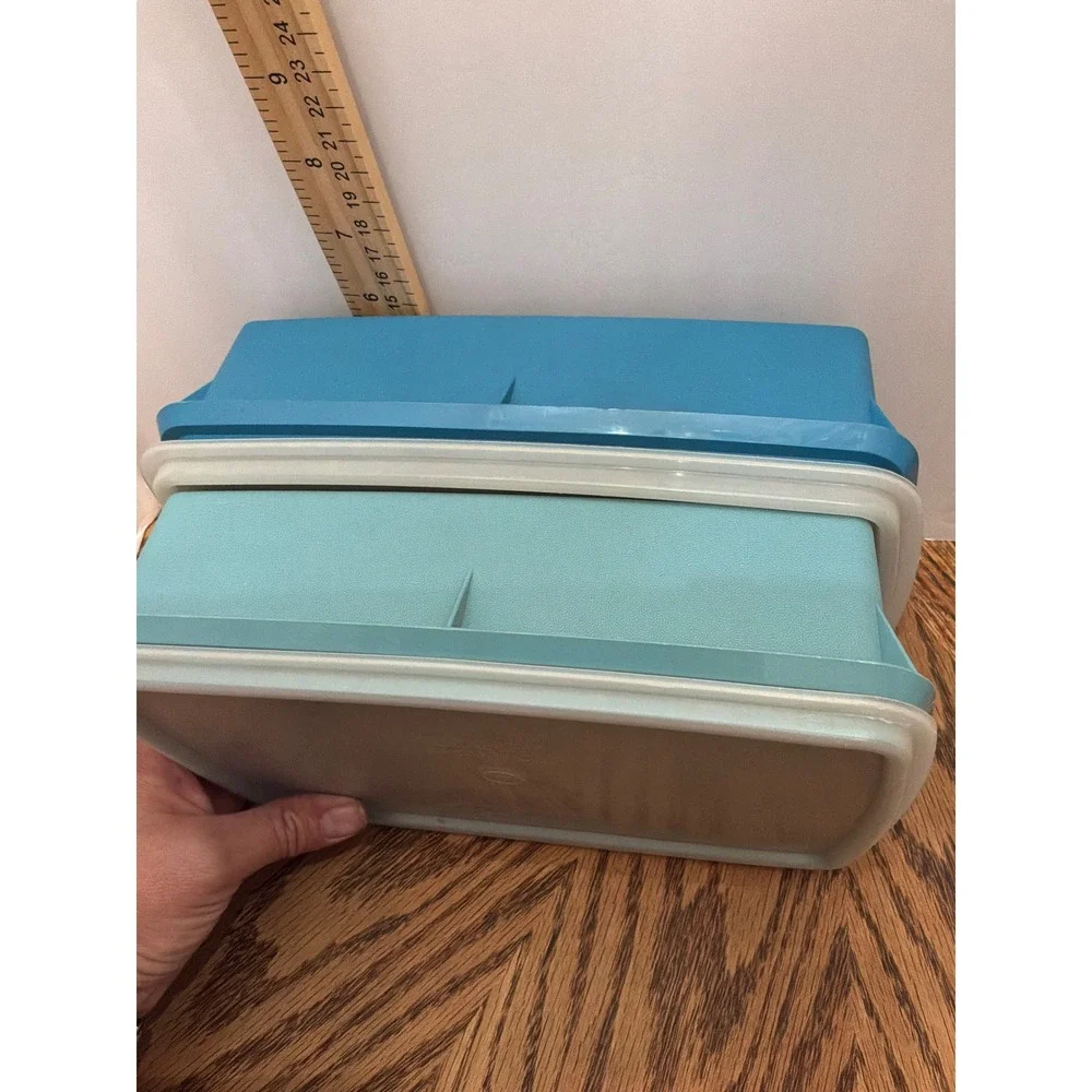 Vintage Unisex Tupperware Bento Lunch Box Set OS Blue Teal